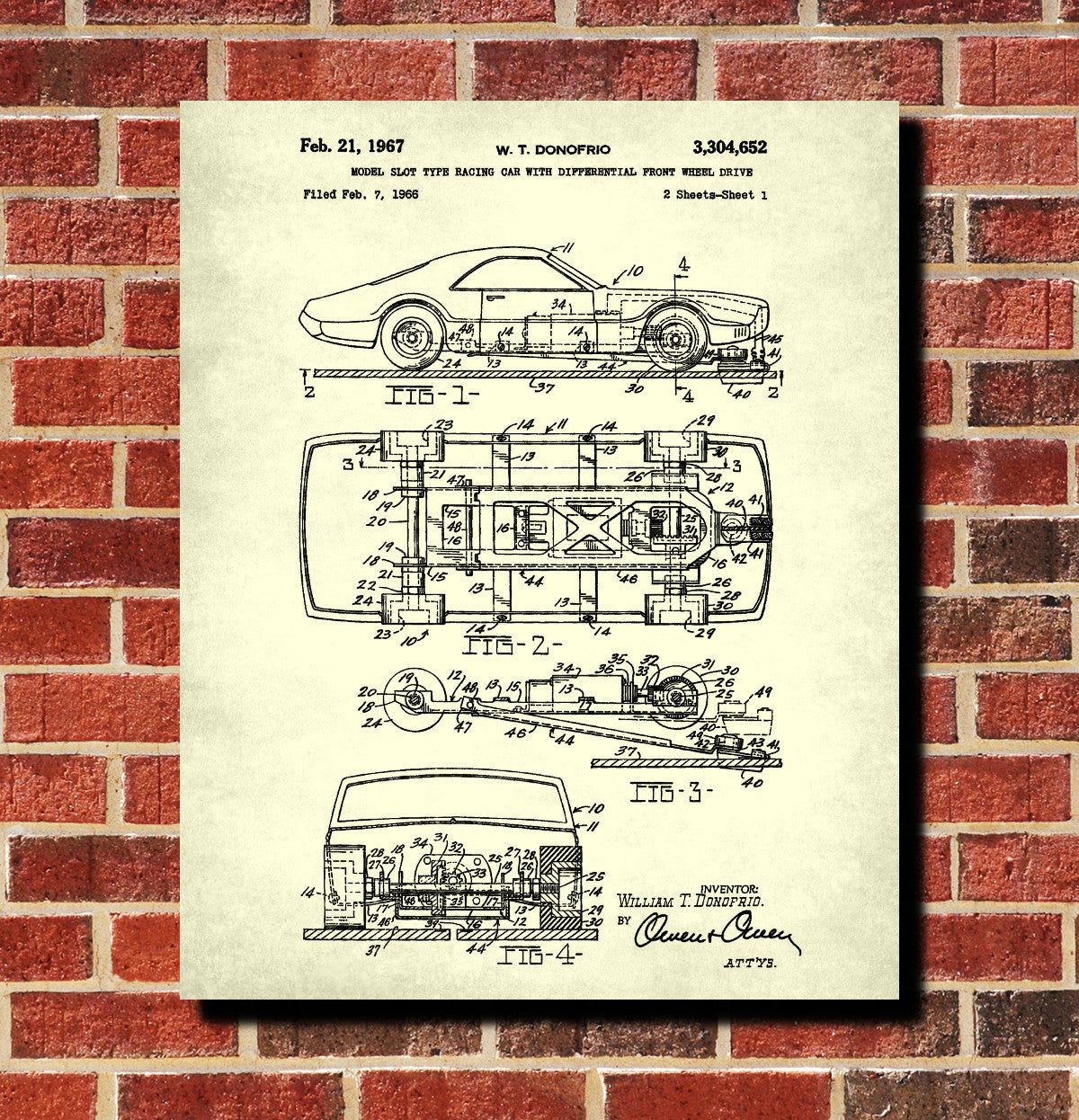 Slot Car Racer Patent Print Bar Blueprint Man Cave Poster