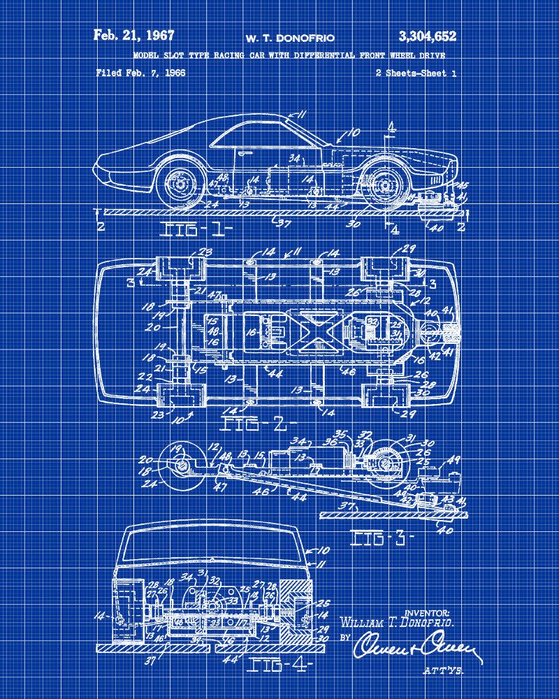 Slot Car Racer Patent Print Bar Blueprint Man Cave Poster