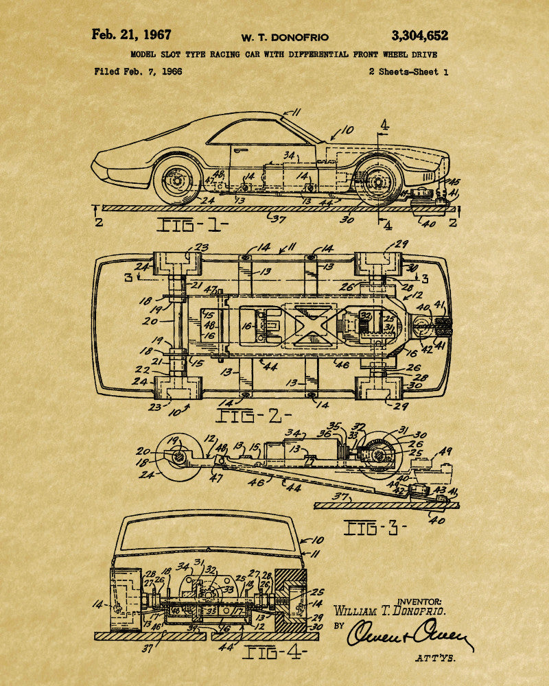 Slot Car Racer Patent Print Bar Blueprint Man Cave Poster