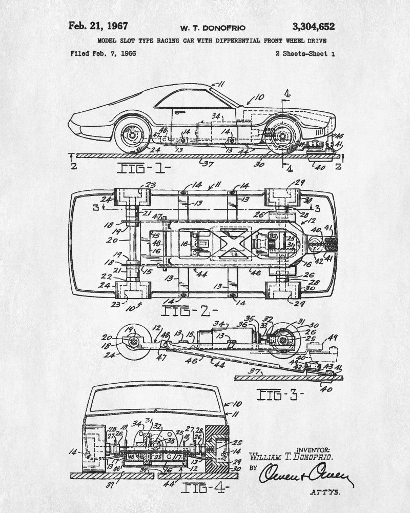 Slot Car Racer Patent Print Bar Blueprint Man Cave Poster