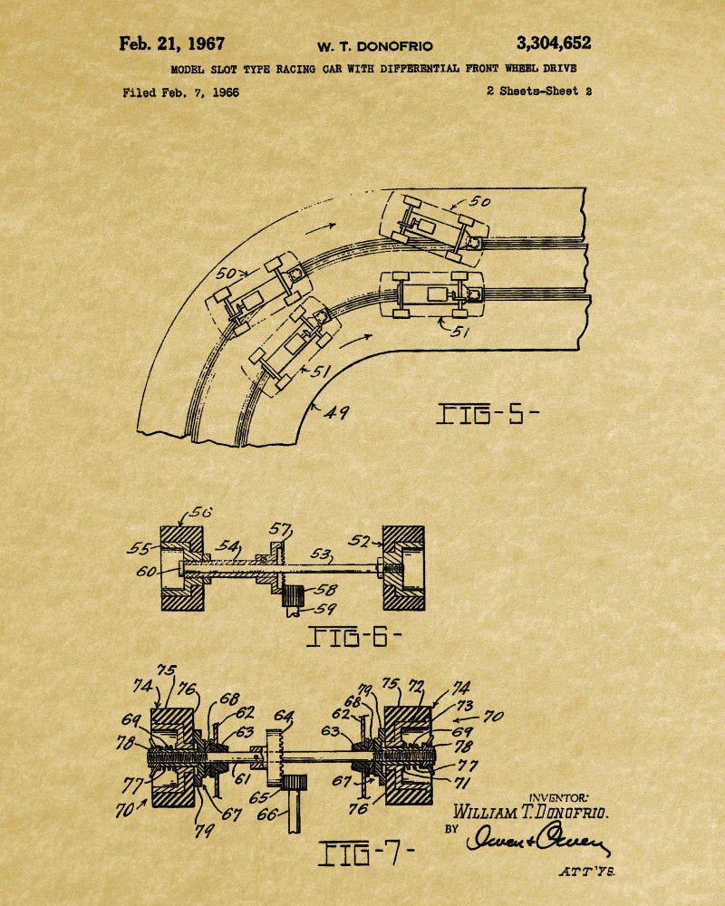 Slot Car Patent Print Game Blueprint Man Cave Poster