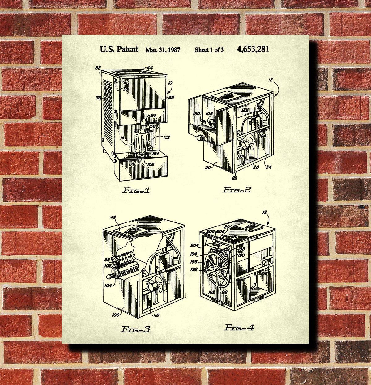 Slush Drink Machine Patent Print Cafe Poster Kitchen Wall Art Blueprint