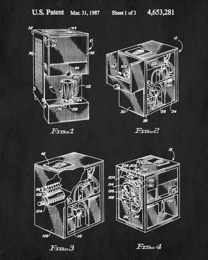 Slush Drink Machine Patent Print Cafe Poster Kitchen Wall Art Blueprint