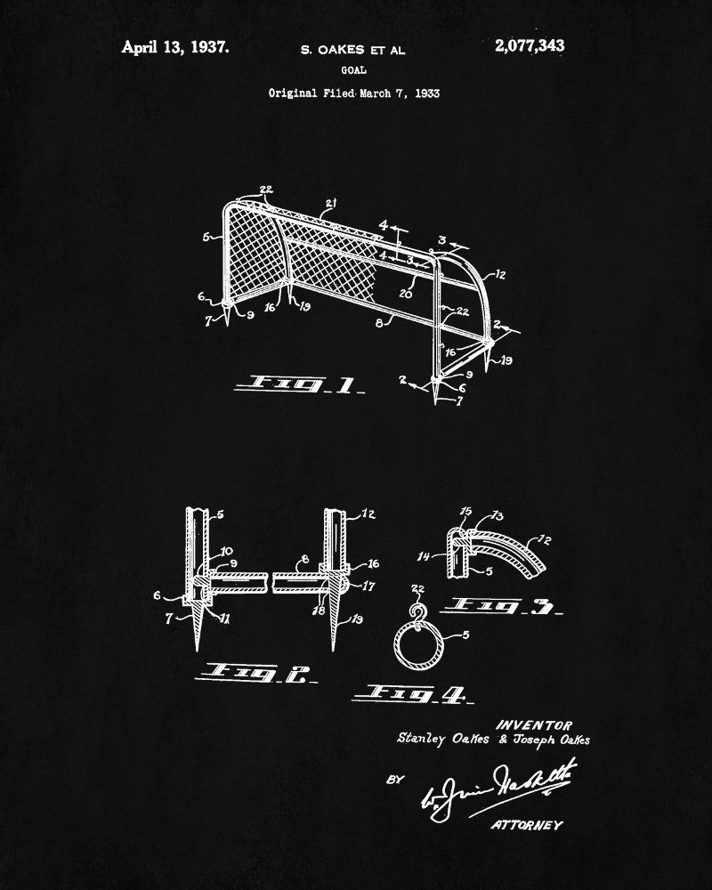Soccer Goal Patent Print Football Blueprint Sports Poster - OnTrendAndFab