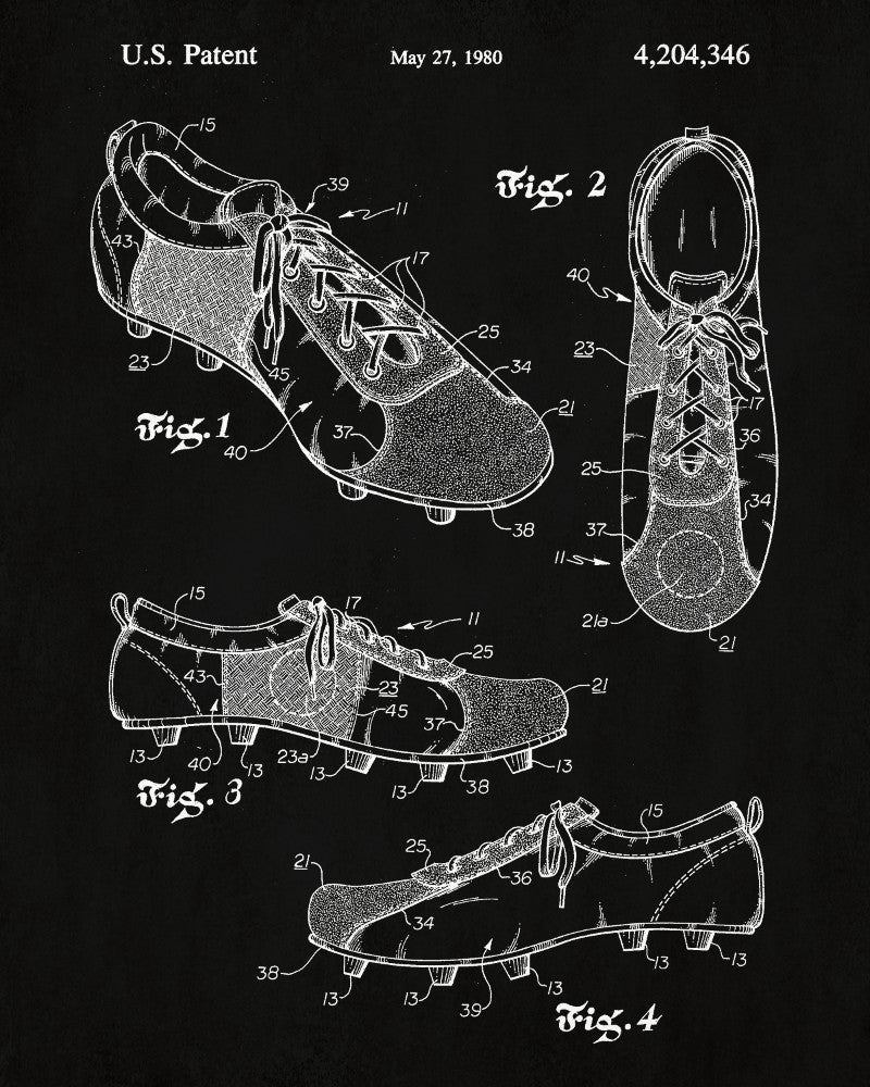 Soccer Shoe Patent Print Football Boot Blueprint Sports Poster - OnTrendAndFab