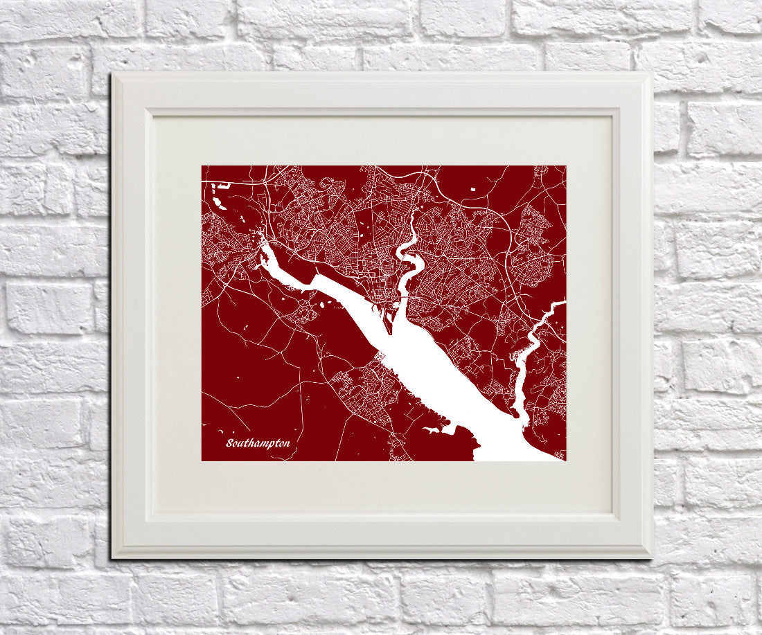 Southampton City Street Map Print Modern Art Poster