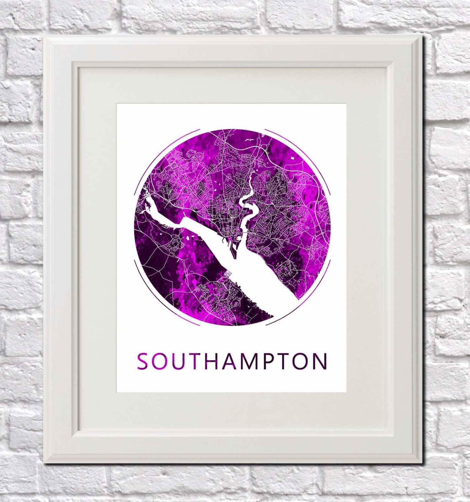 Southampton, England City Street Map Custom Wall Map Poster