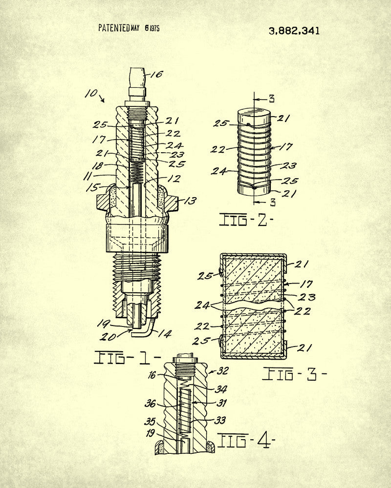 Spark Plug Patent Print Car Mechanic Wall Art Poster - OnTrendAndFab
