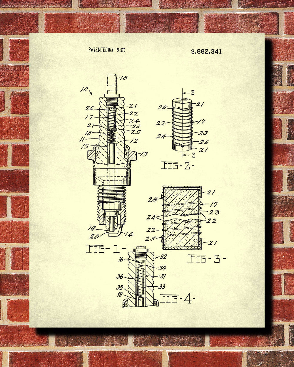 Spark Plug Patent Print Car Mechanic Wall Art Poster - OnTrendAndFab