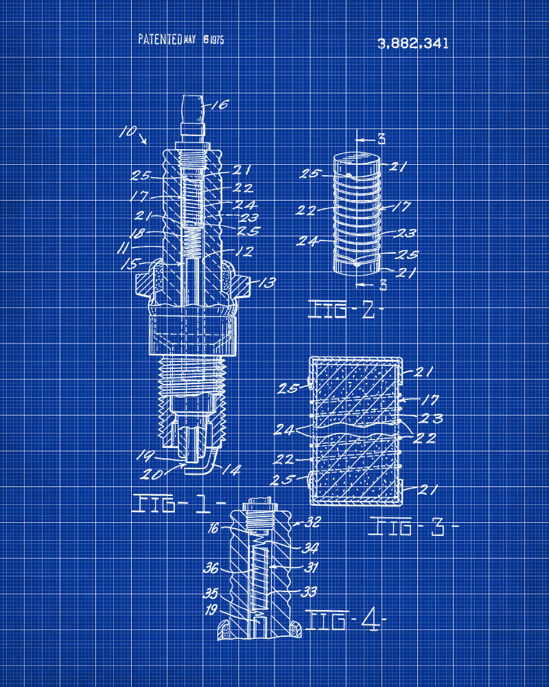 Spark Plug Patent Print Car Mechanic Wall Art Poster - OnTrendAndFab