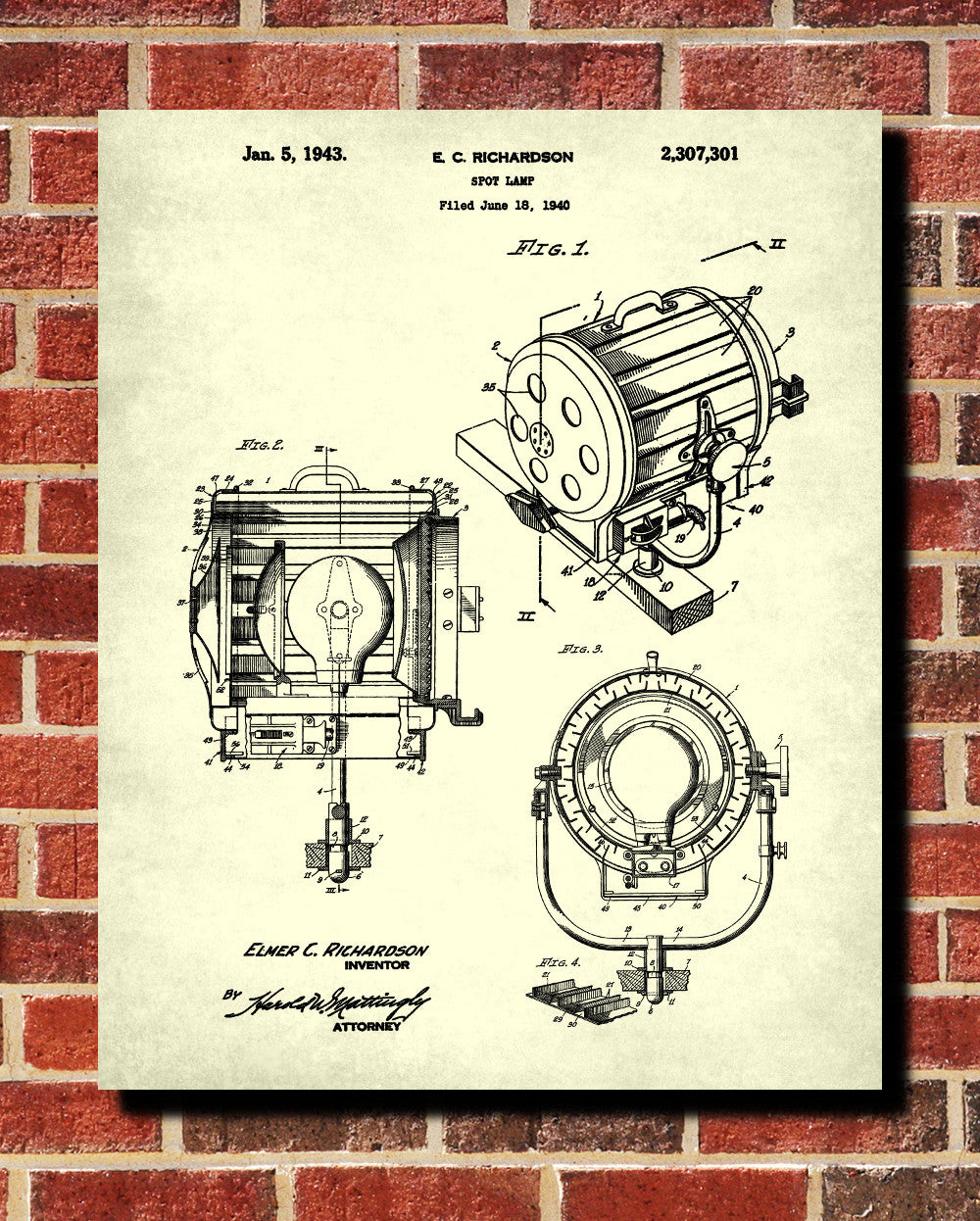 Spotlight Patent Print Spot Lamp Blueprint Theatre Poster - OnTrendAndFab