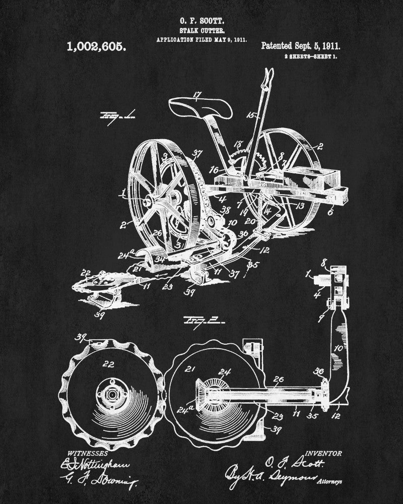 Stalk Cutter Patent Print Farm Equipment Poster Farming Print