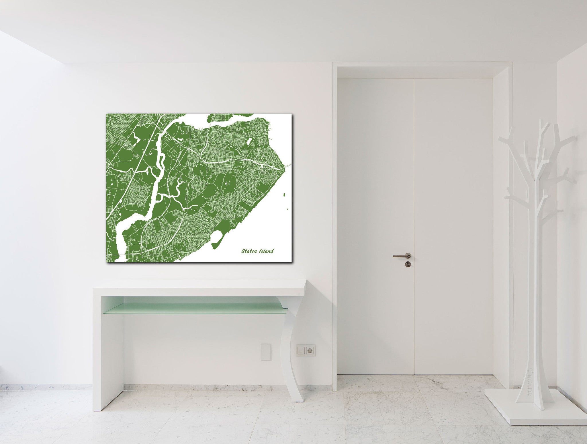 Staten Island New York City Street Map Print Feature Wall Art Poster