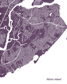 Staten Island New York City Street Map Print Feature Wall Art Poster