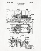 Locomotive Patent Print Steam Train Poster Salon Wall Art - OnTrendAndFab