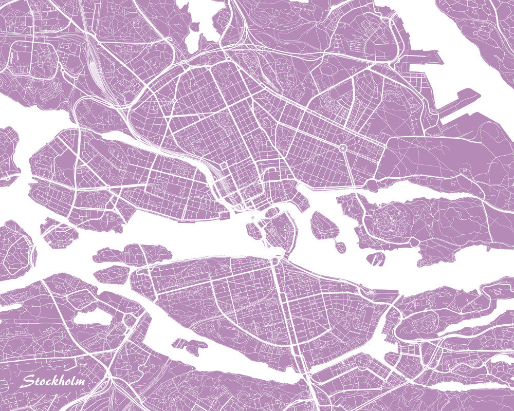 Stockholm City Street Map Print Custom Wall Map