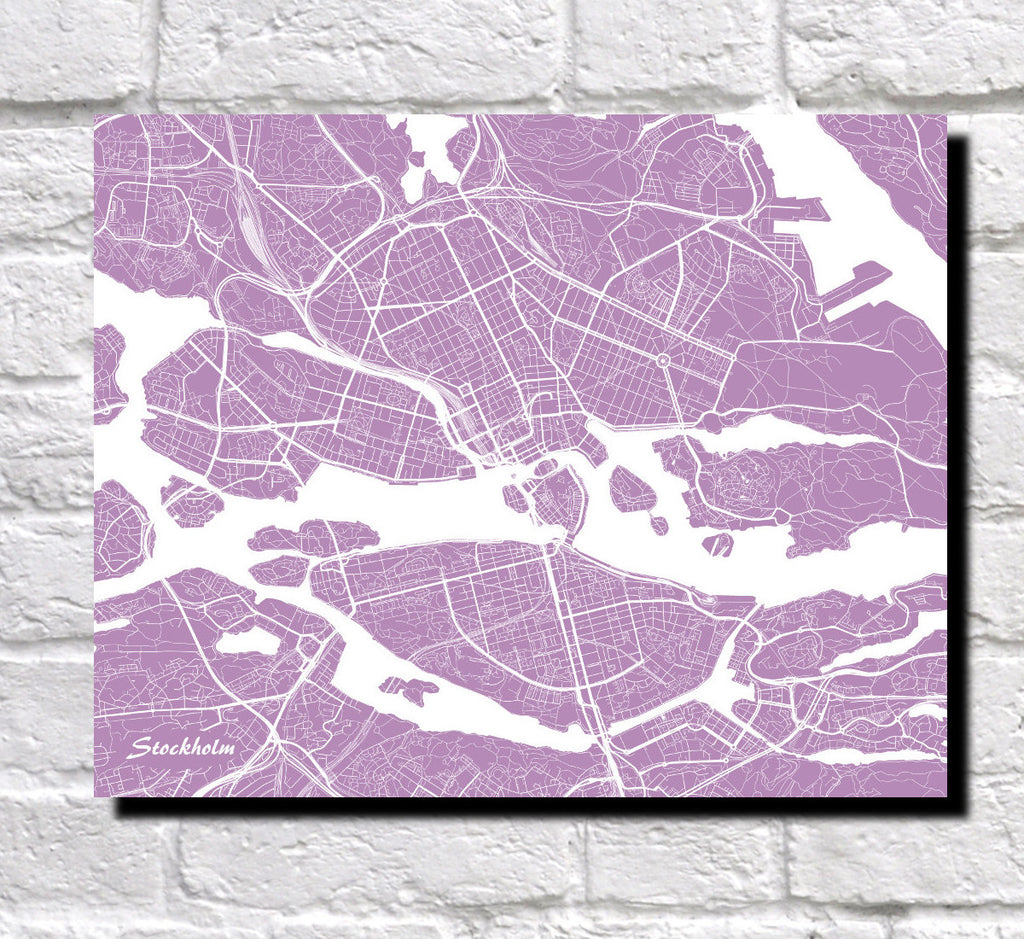 Stockholm City Street Map Print Custom Wall Map