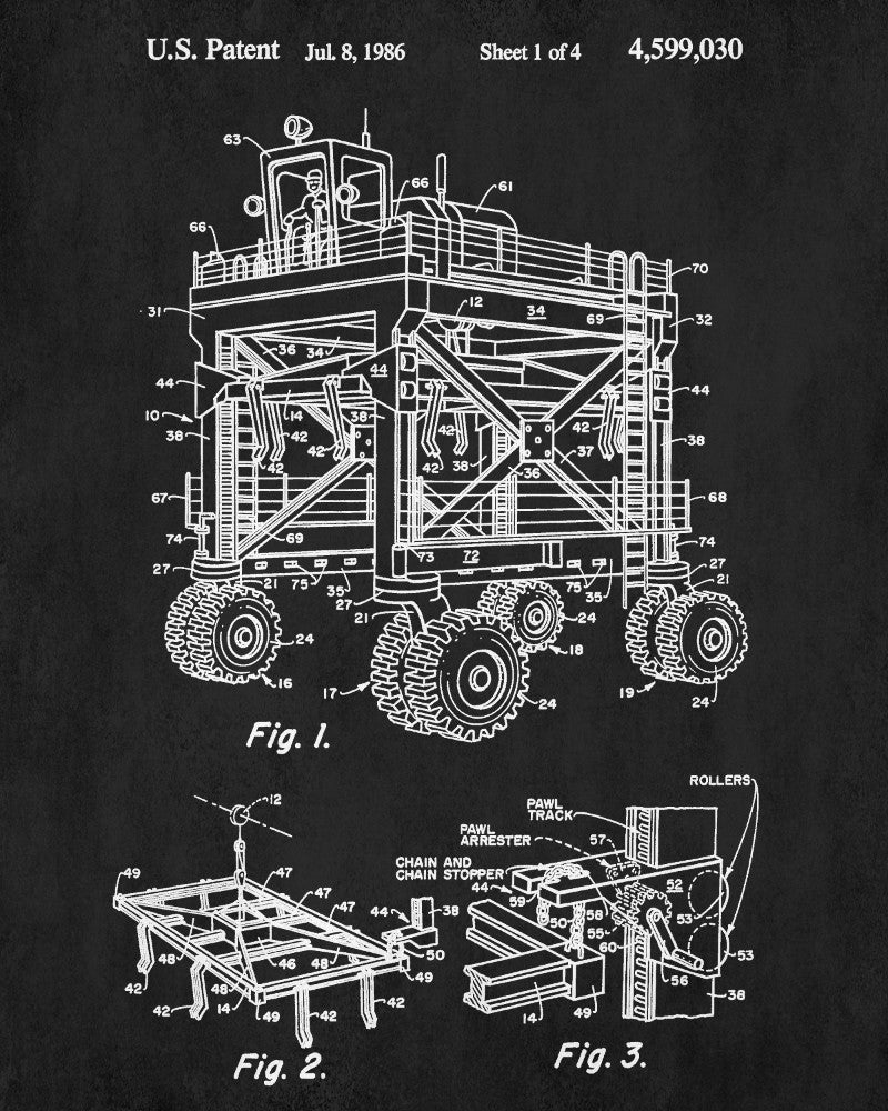 Straddle Carrier Patent Print Shipping Blueprint Poster
