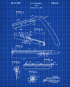Barbershop Patent Print Straight Razor Wall Art Poster - OnTrendAndFab