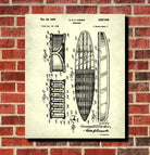 Surf Board Patent Print Water Sports Blueprint Surfing Poster