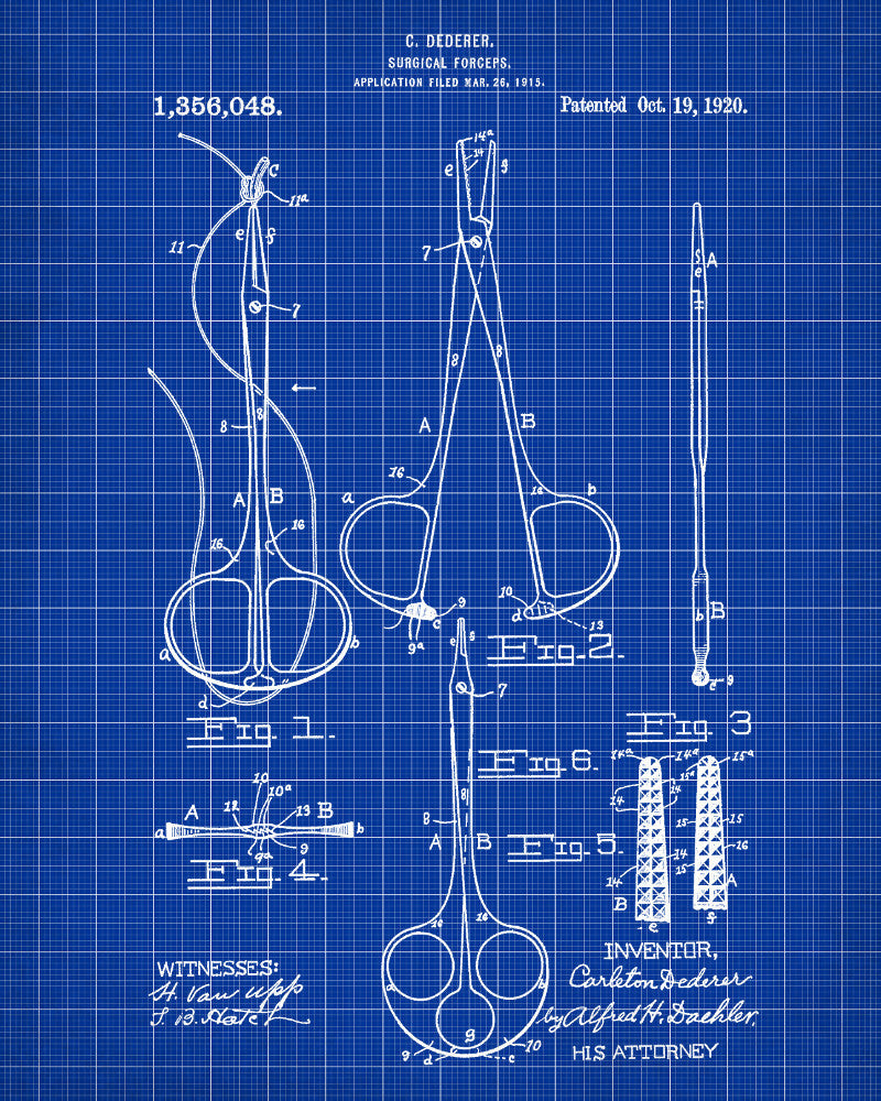 Medical Patent Print Surgical Forceps Wall Art Poster - OnTrendAndFab