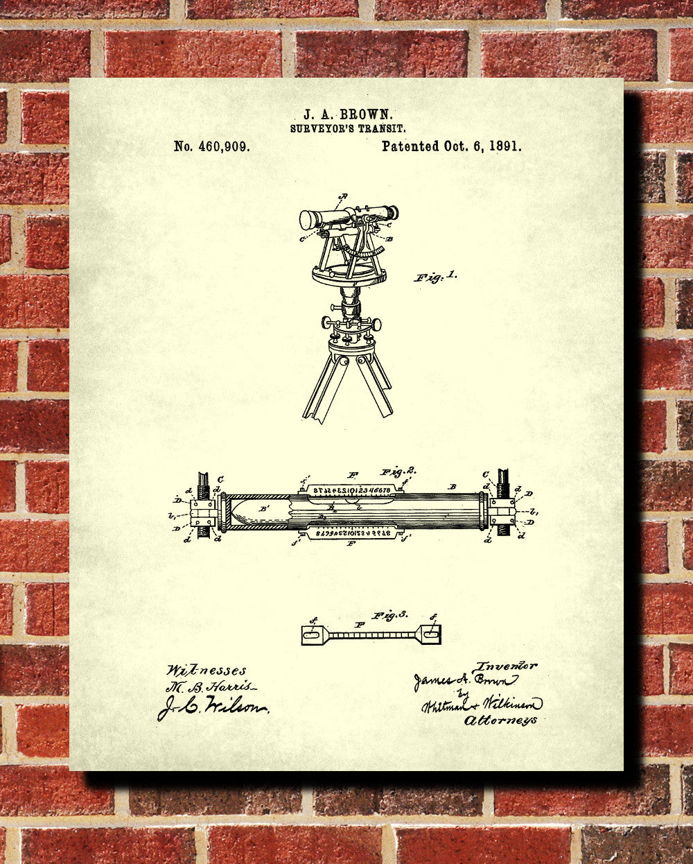 Surveyors Transit Blueprint Surveying Patent Print Survey Poster - OnTrendAndFab