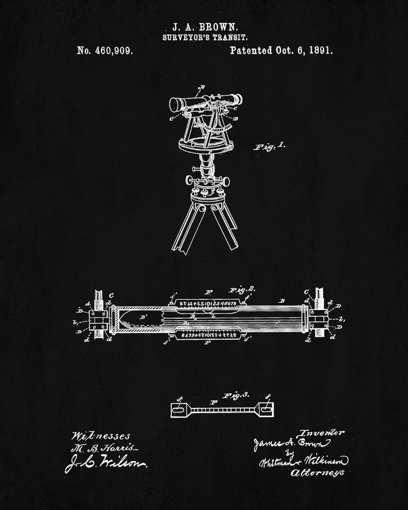 Surveyors Transit Blueprint Surveying Patent Print Survey Poster - OnTrendAndFab