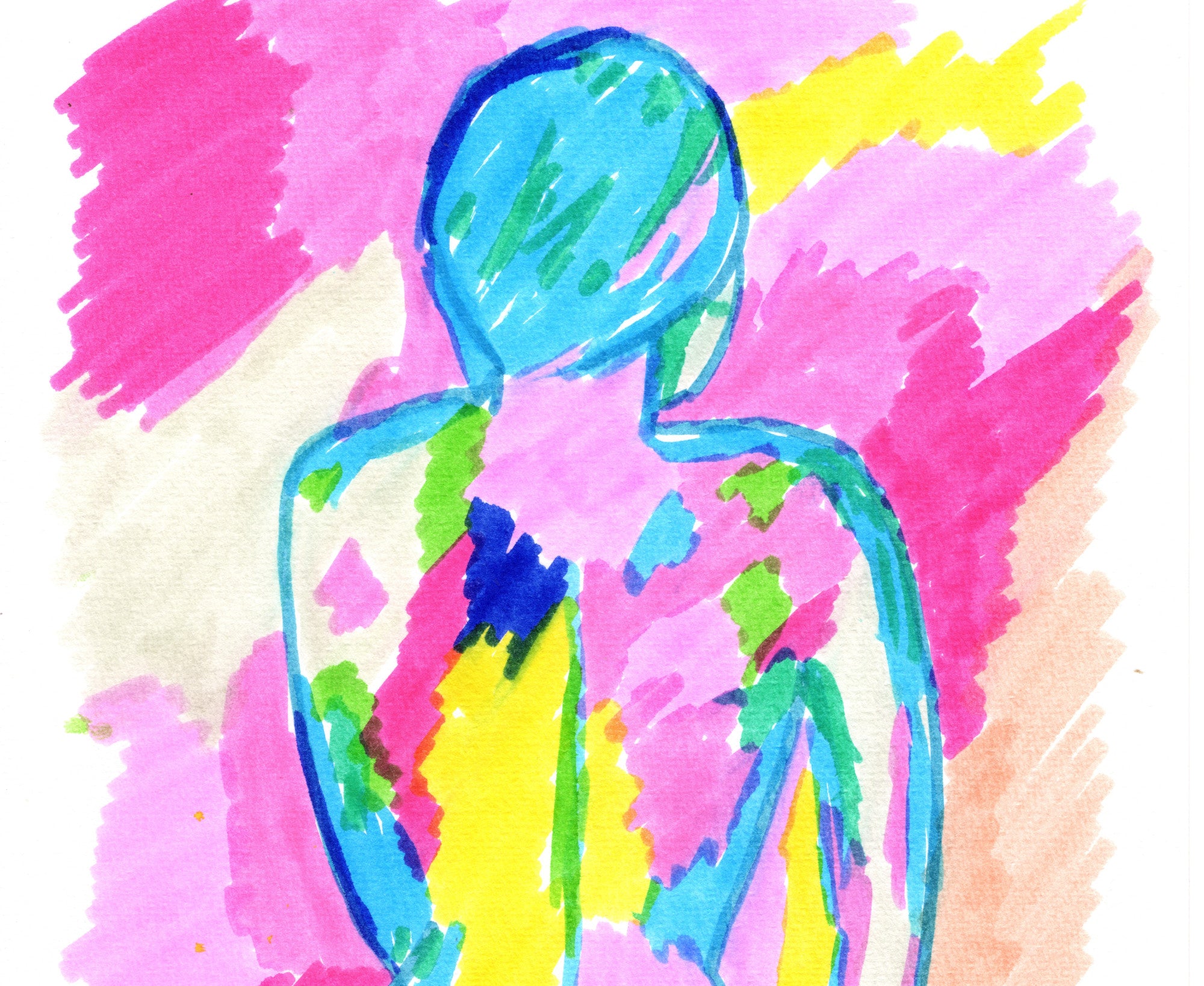 Abstract Nude, The Swimmer, Bright Art Print