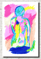 Abstract Nude, The Swimmer, Bright Art Print