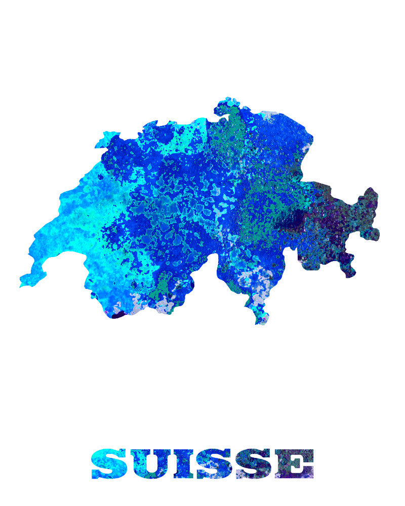 Swiss Map Print Outline Wall Map of Switzerland