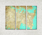 Sydney Street Map 3 Panel Canvas Wall Map