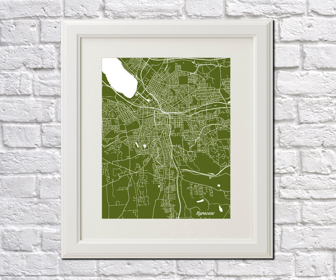 Syracuse City Street Map Print Feature Wall Art Poster