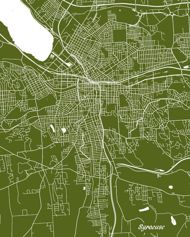 Syracuse City Street Map Print Feature Wall Art Poster
