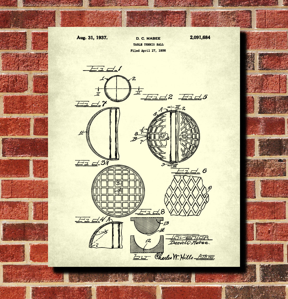 Table Tennis Ball Patent Print Games Poster Sports Blueprint