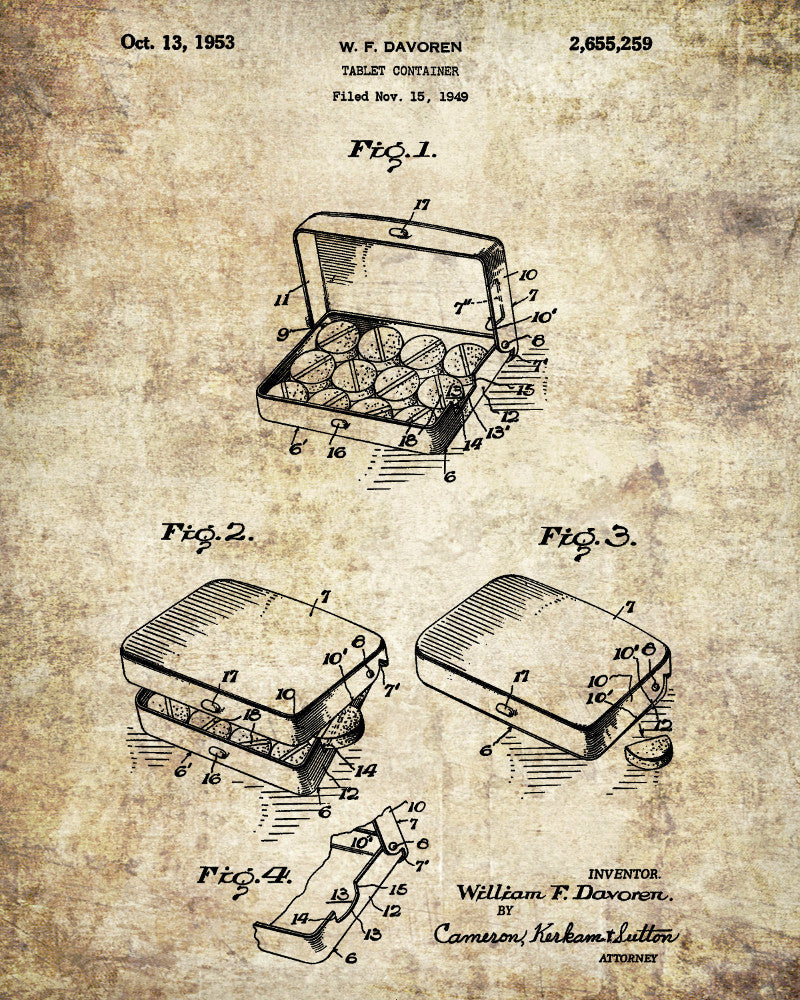 Pharmacy Patent Print Pill Box Wall Art Poster - OnTrendAndFab