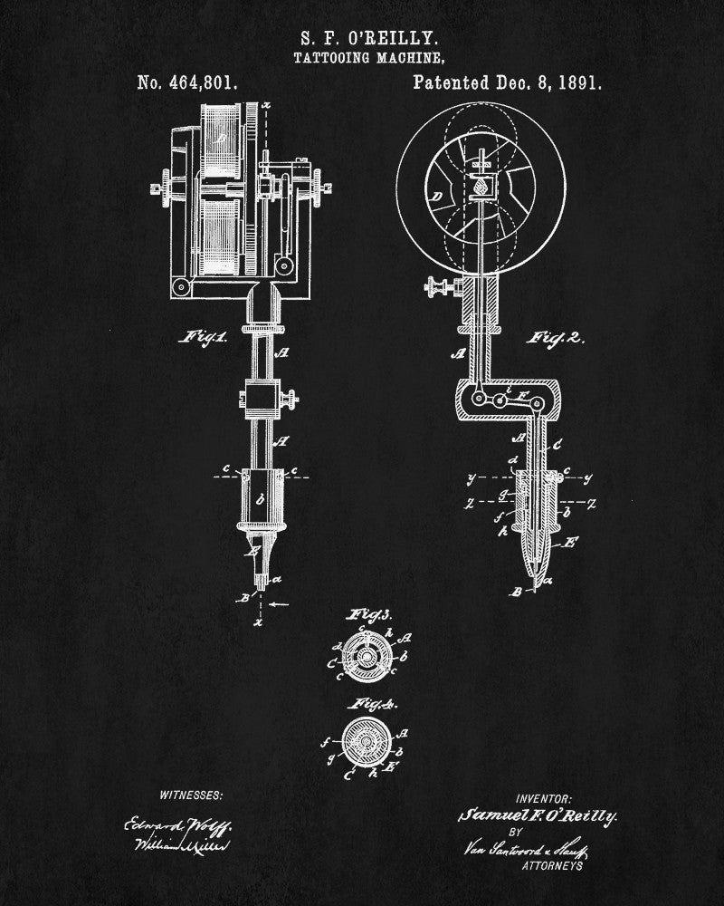 Tattoo Machine Patent Print Tattooist Wall Art Inking Poster - OnTrendAndFab