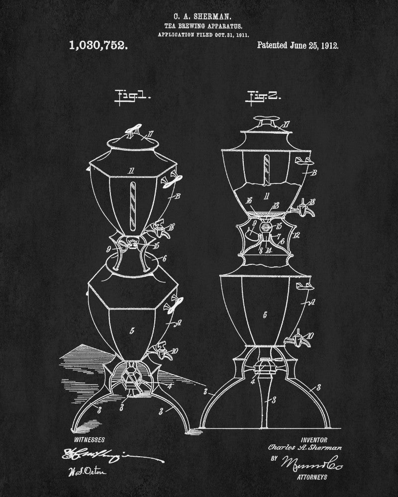 Tea Patent Print Brewing Blueprint Cafe Kitchen Poster - OnTrendAndFab