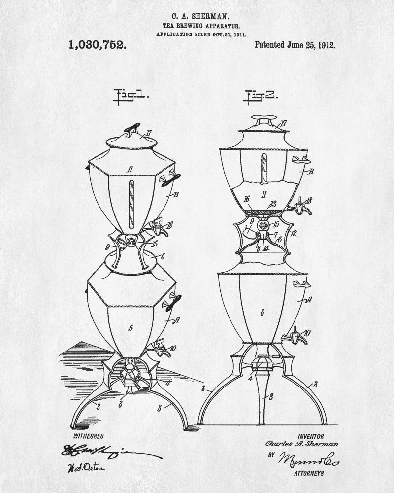 Tea Patent Print Brewing Blueprint Cafe Kitchen Poster - OnTrendAndFab