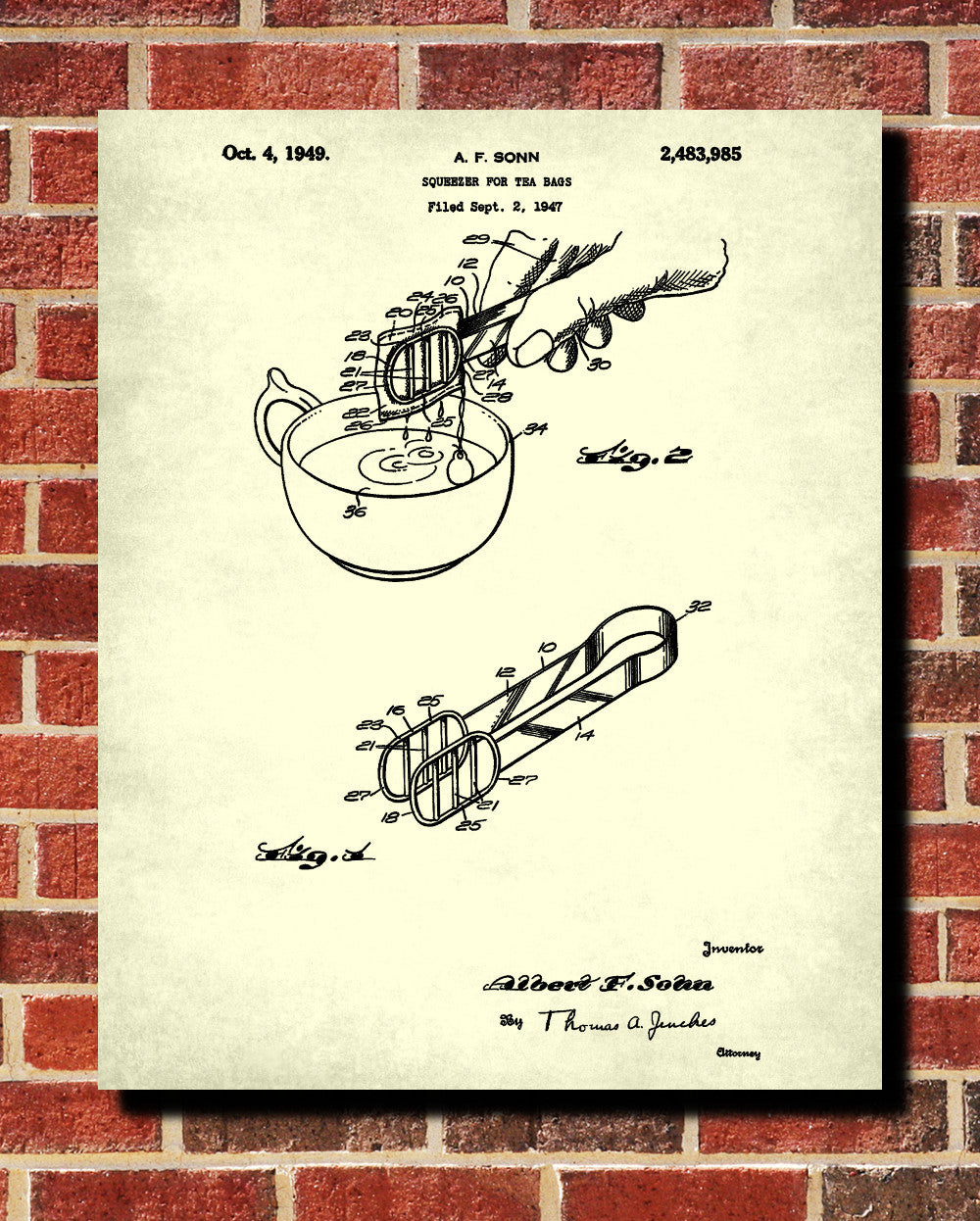 Tea Patent Print Squeezer Blueprint Cafe Kitchen Poster - OnTrendAndFab