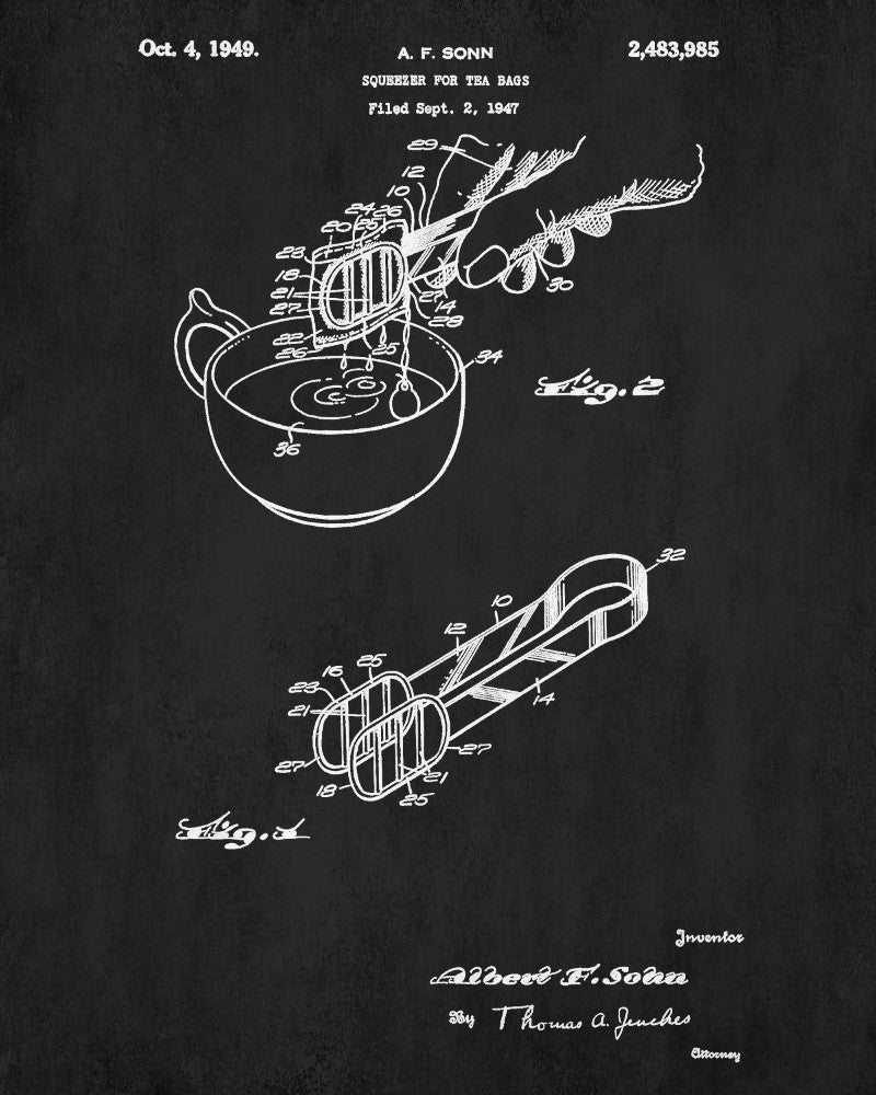 Tea Patent Print Squeezer Blueprint Cafe Kitchen Poster - OnTrendAndFab