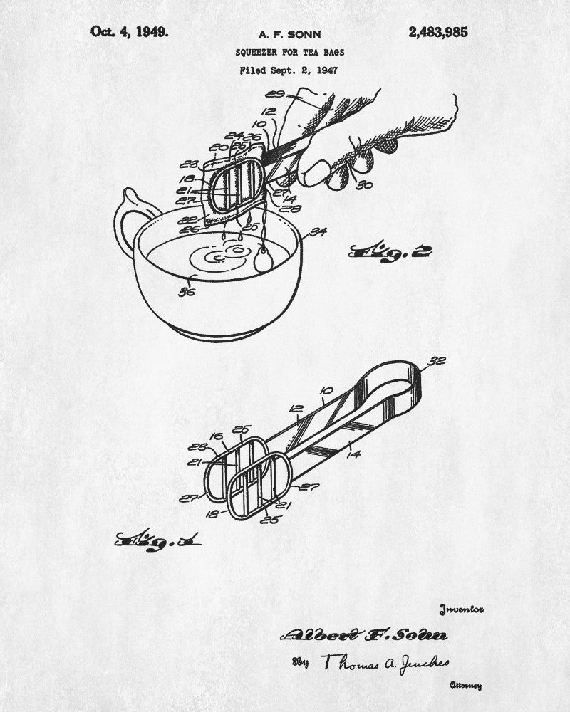 Tea Patent Print Squeezer Blueprint Cafe Kitchen Poster - OnTrendAndFab
