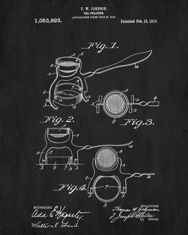 Tea Patent Print Strainer Blueprint Cafe Kitchen Poster - OnTrendAndFab