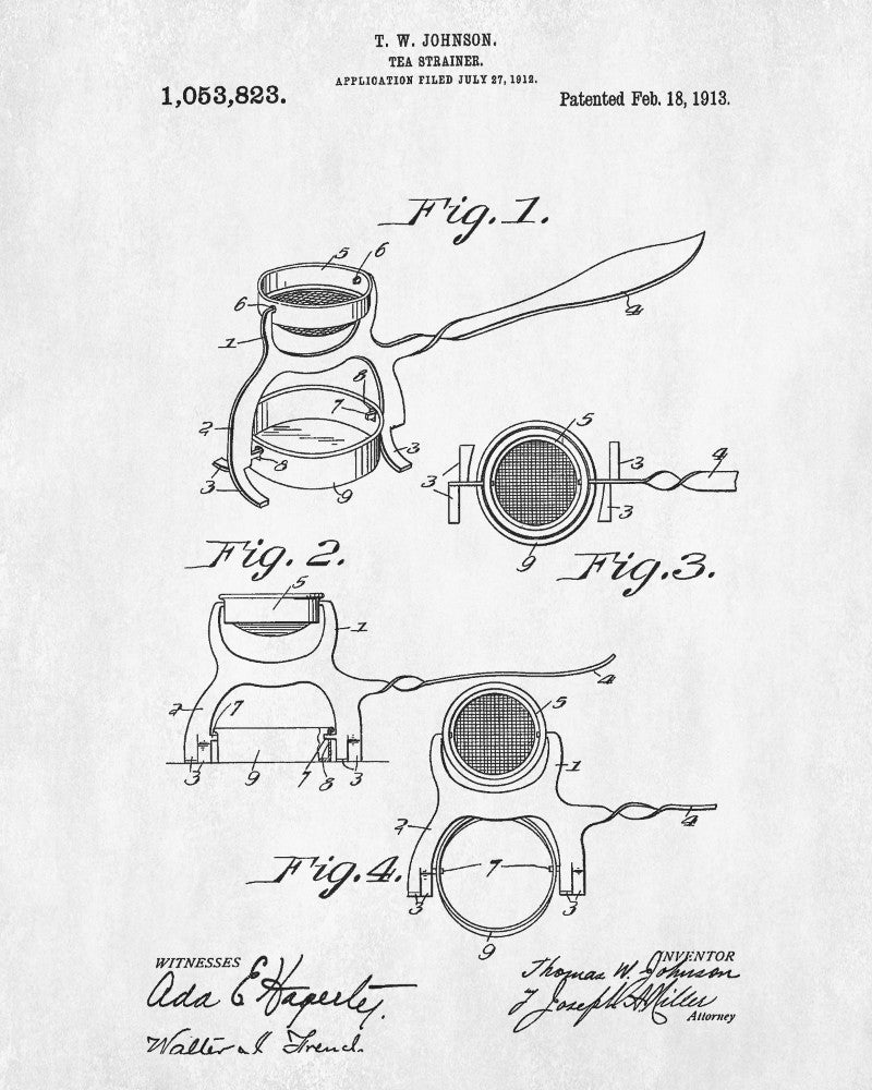 Tea Patent Print Strainer Blueprint Cafe Kitchen Poster - OnTrendAndFab