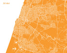 Tel Aviv City Street Map Print Feature Wall Art Poster