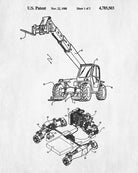 Telehandler Forklift Patent Print Construction Equipment Poster