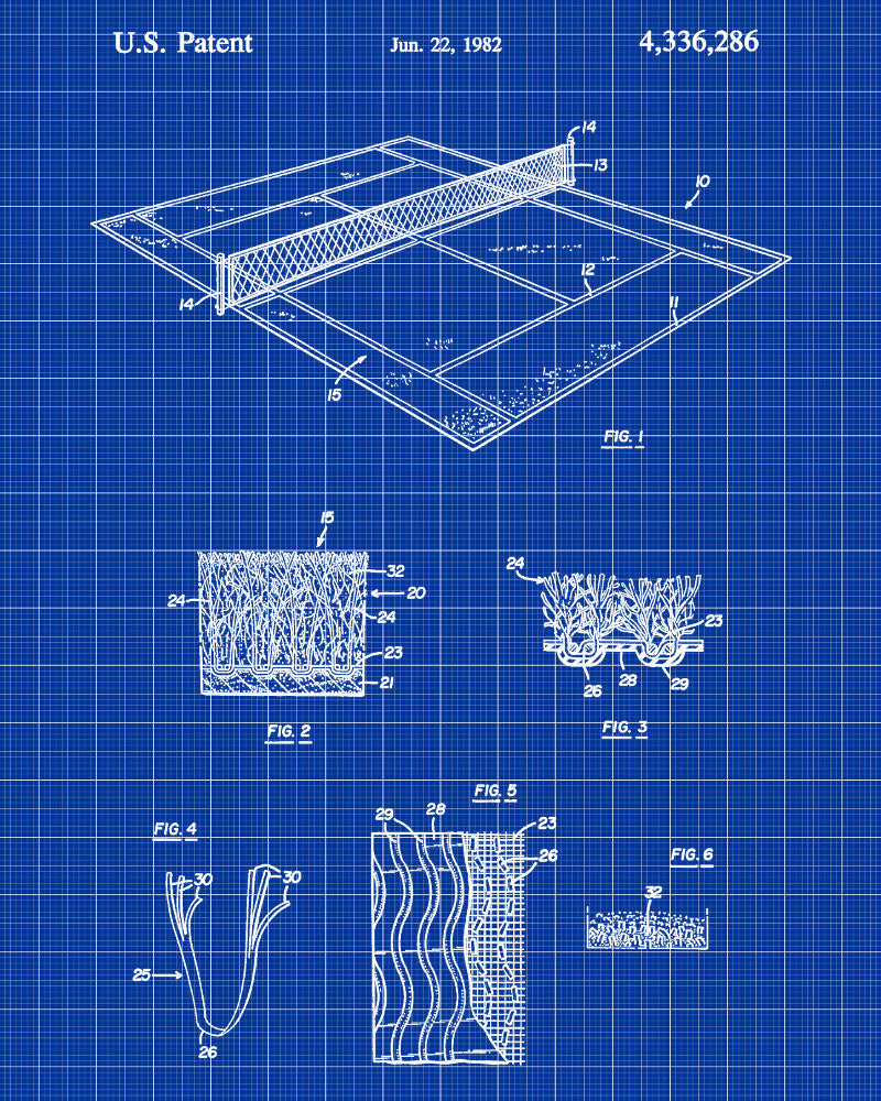 Tennis Court Patent Print Sports Blueprint Poster