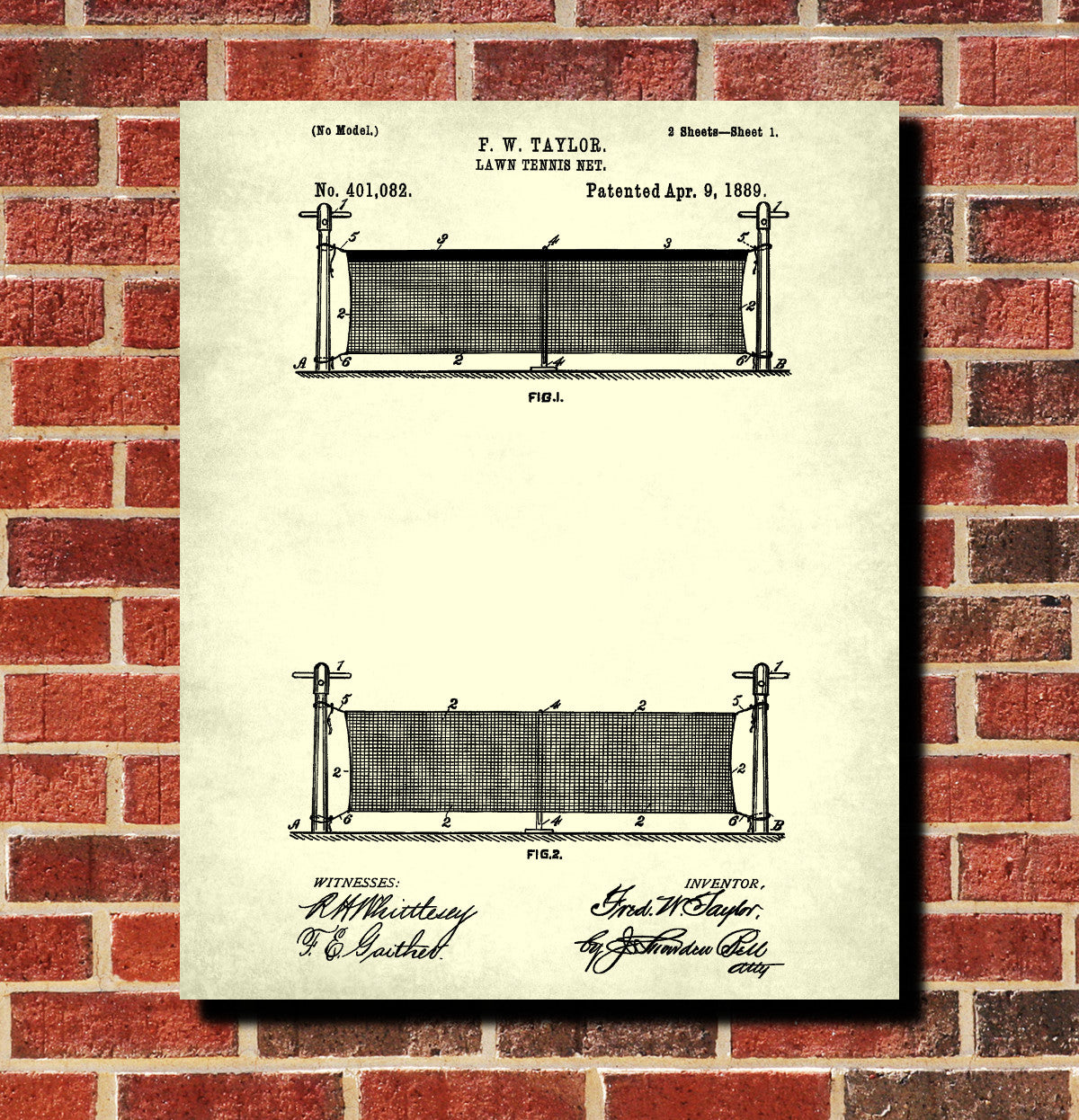 Tennis Net Patent Print Sports Blueprint Poster