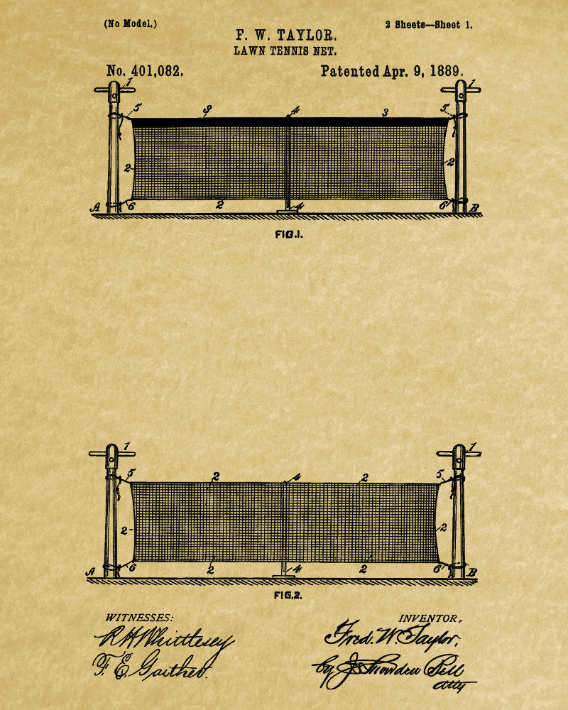 Tennis Net Patent Print Sports Blueprint Poster