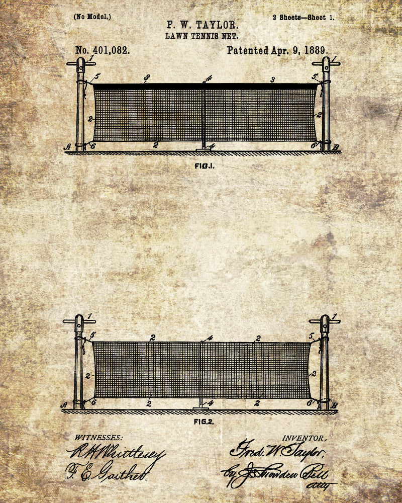Tennis Net Patent Print Sports Blueprint Poster