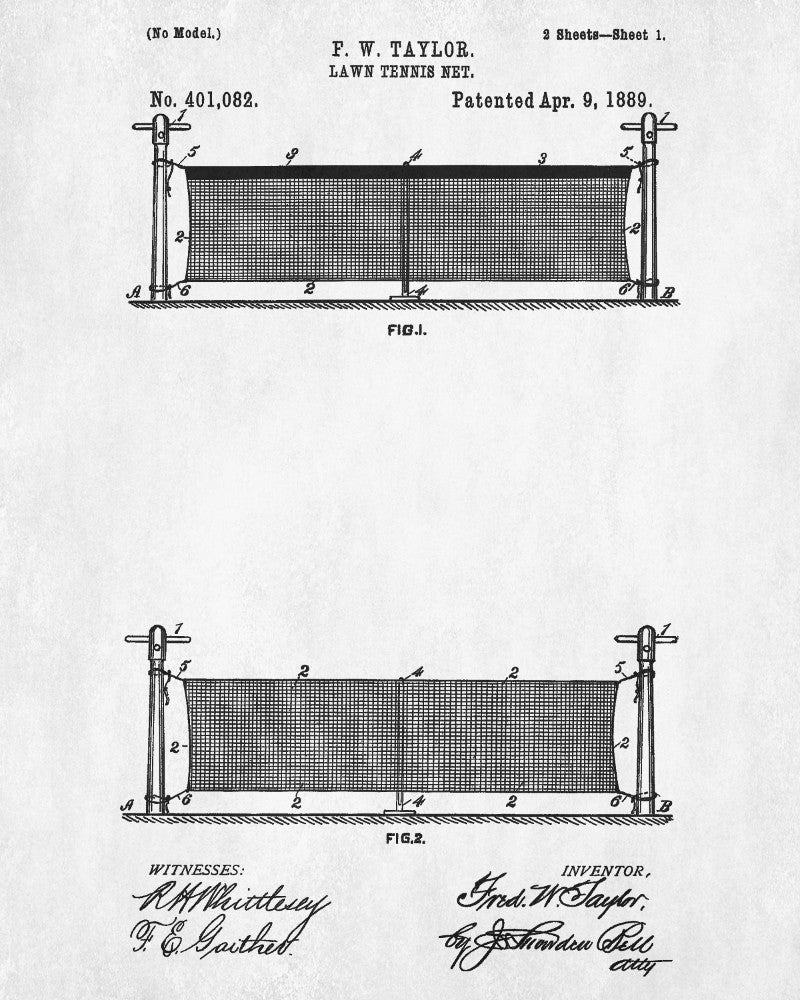 Tennis Net Patent Print Sports Blueprint Poster